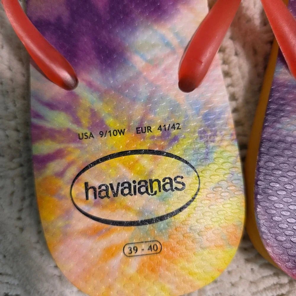 Havaianas Flip Flops Tie Dye Rubber‎ Thong Sandals Womens 9/10 W Excellent